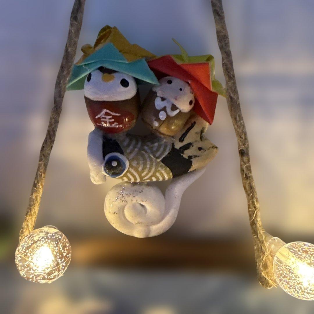 どんぐりアート♡端午の節句ライト付きタペストリー♡