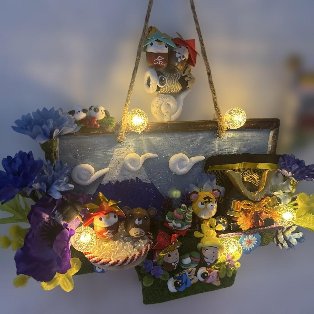 どんぐりアート♡端午の節句ライト付きタペストリー♡