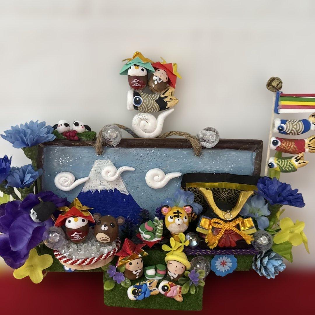 どんぐりアート♡端午の節句ライト付きタペストリー♡