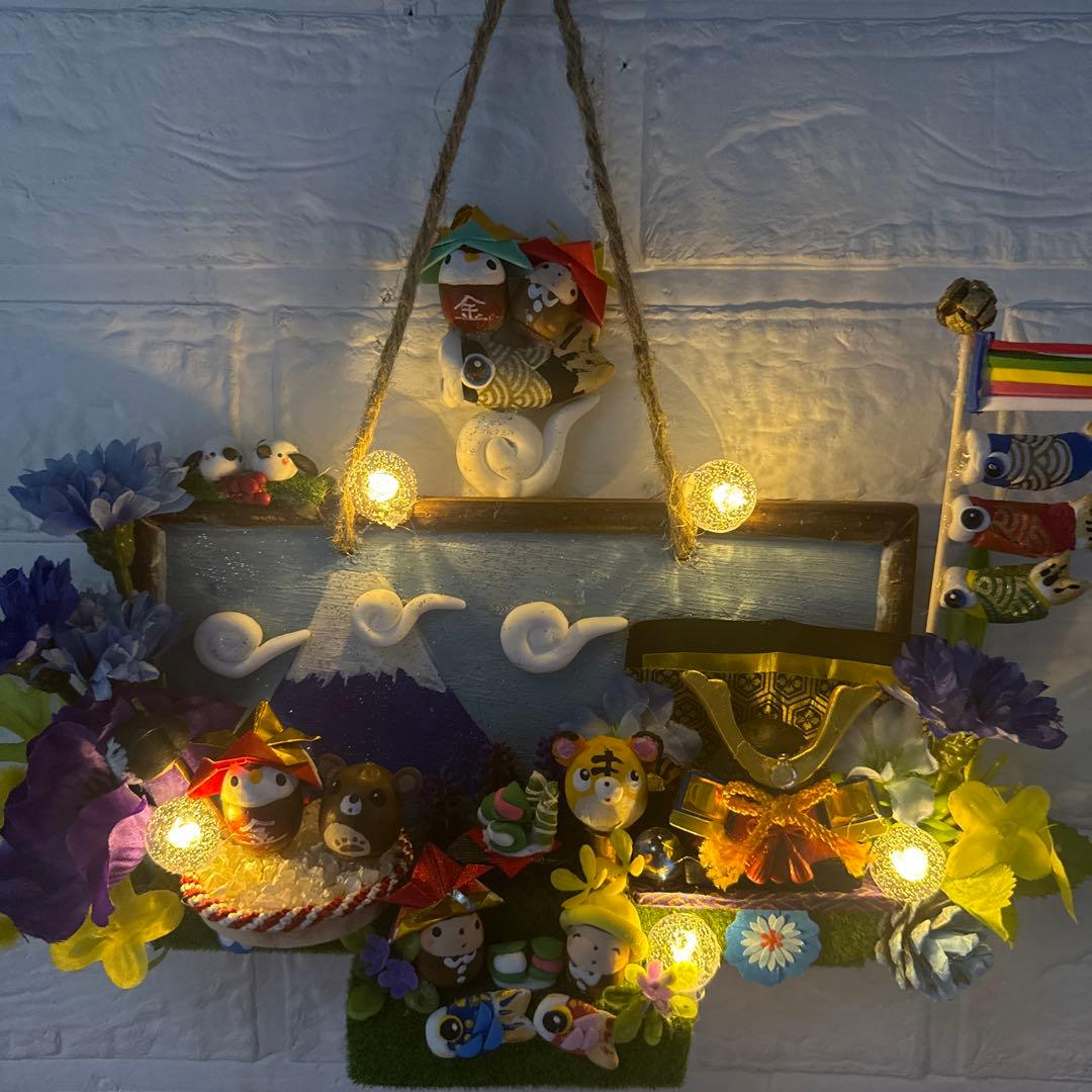 どんぐりアート♡端午の節句ライト付きタペストリー♡