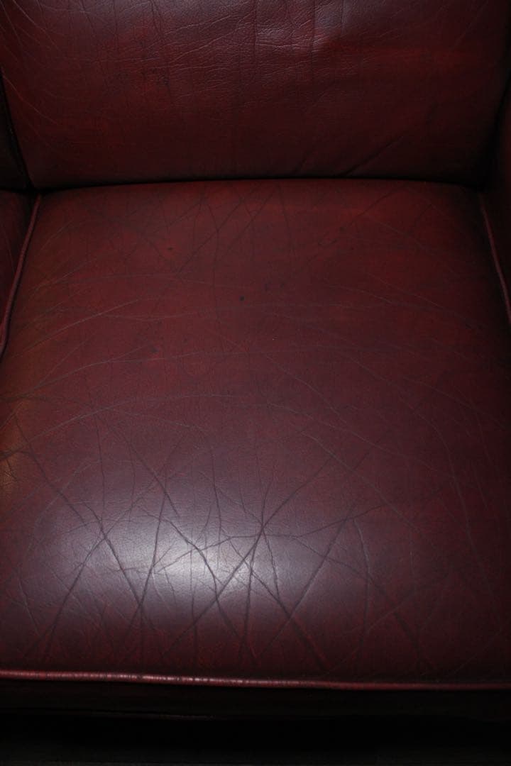 首都圏送無料〜　輸入アンティークソファ　総本革　バーガンディ　3人掛けソファ