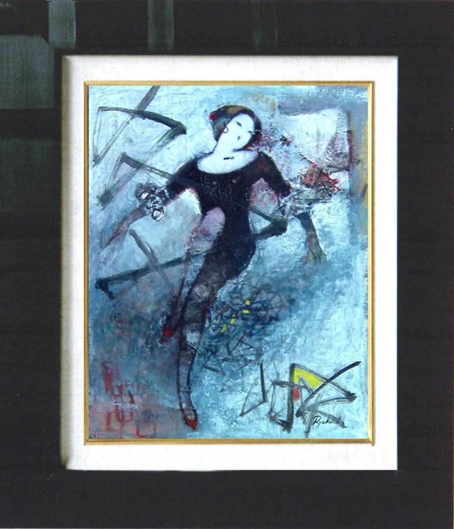 油絵 菅家令子 絵 絵画 インテリア 額付(白) F6-212023 人物 女性