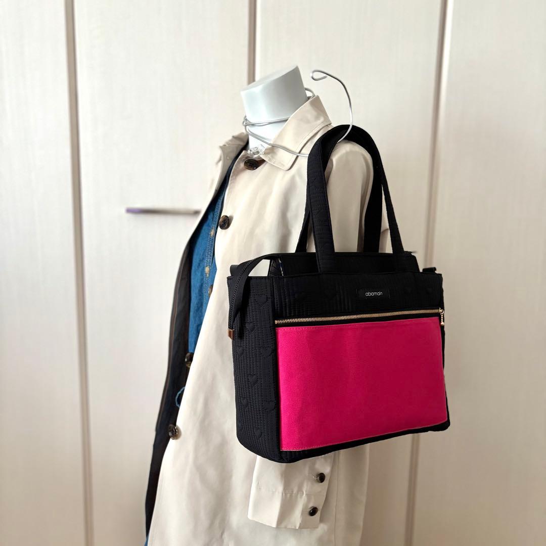 【JUNE】仕切りファスナー付きトートバッグ　ハートステッチヌビキルト