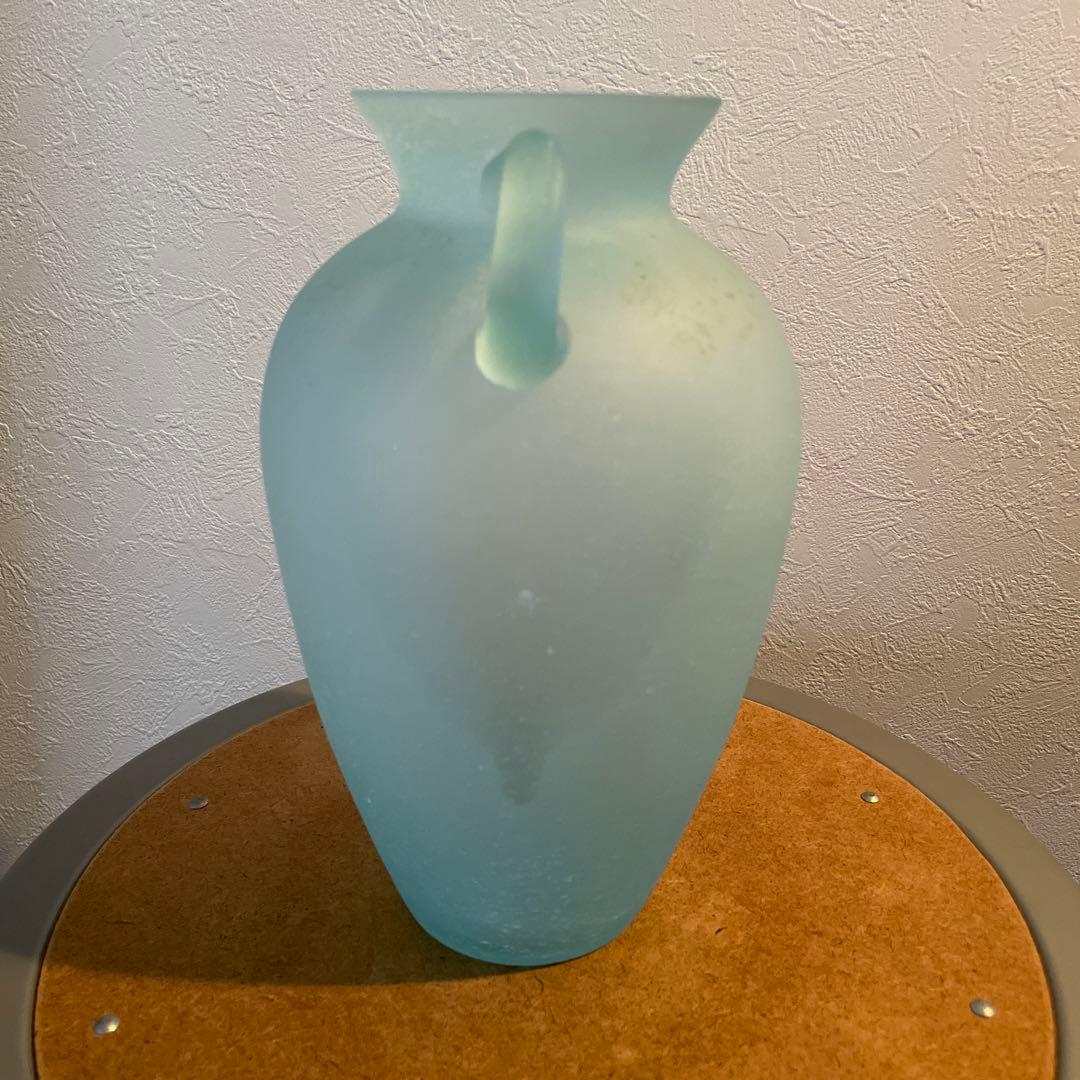 花瓶 ヴィンテージ 壺 曇りガラス すりガラス 花器 昭和 ガラス フラワー