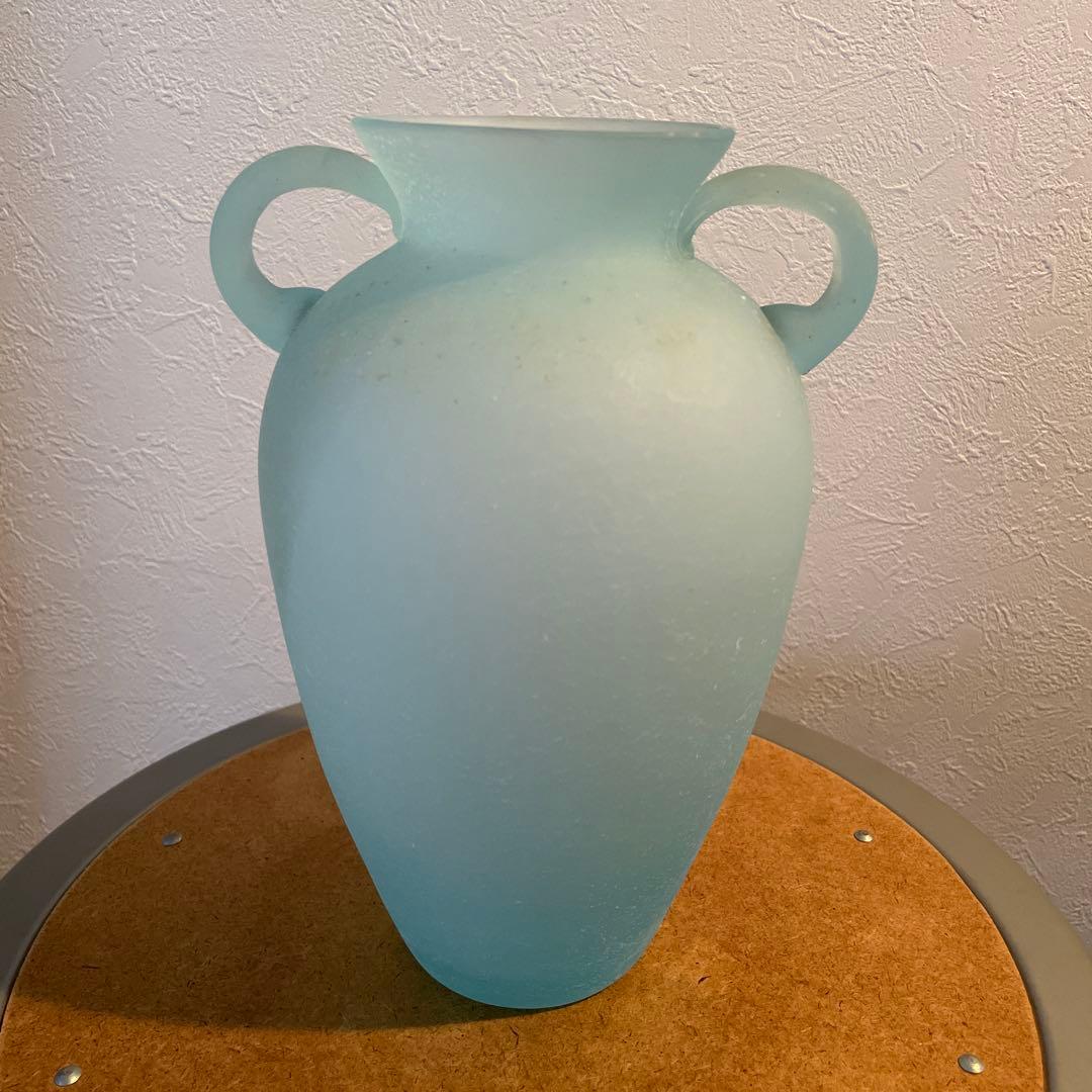 花瓶 ヴィンテージ 壺 曇りガラス すりガラス 花器 昭和 ガラス フラワー