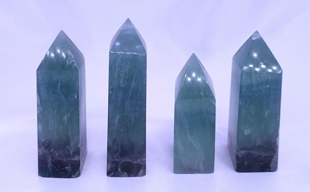 ブルーフローライト　タワー　4本セット　四角柱　ポイント　直感　集中力　判断力