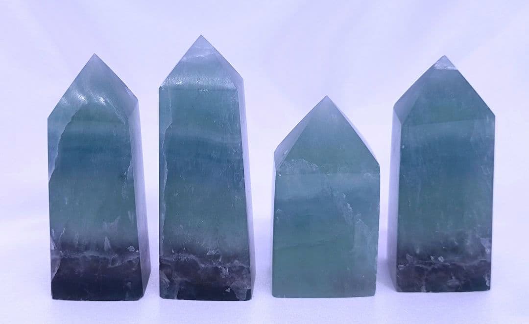 ブルーフローライト　タワー　4本セット　四角柱　ポイント　直感　集中力　判断力