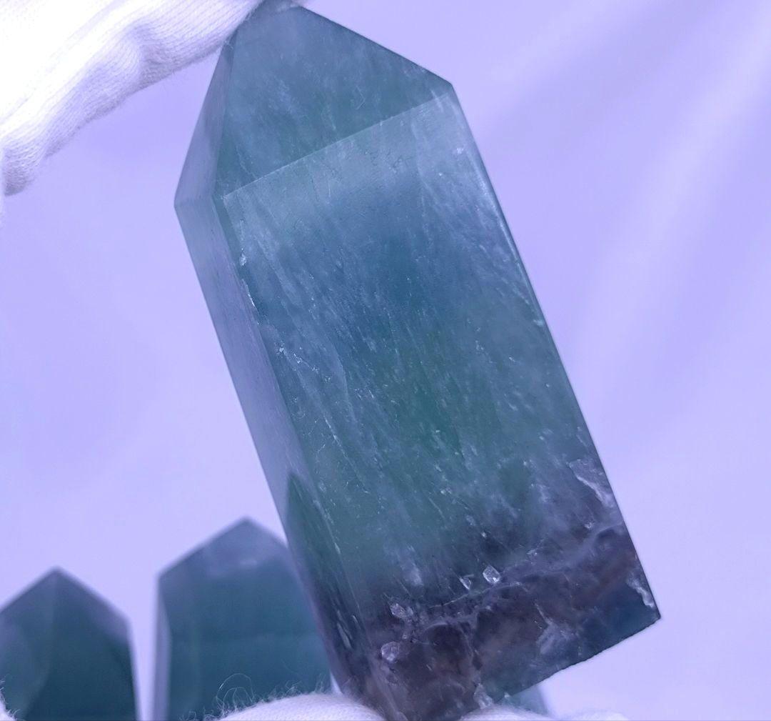 ブルーフローライト　タワー　4本セット　四角柱　ポイント　直感　集中力　判断力