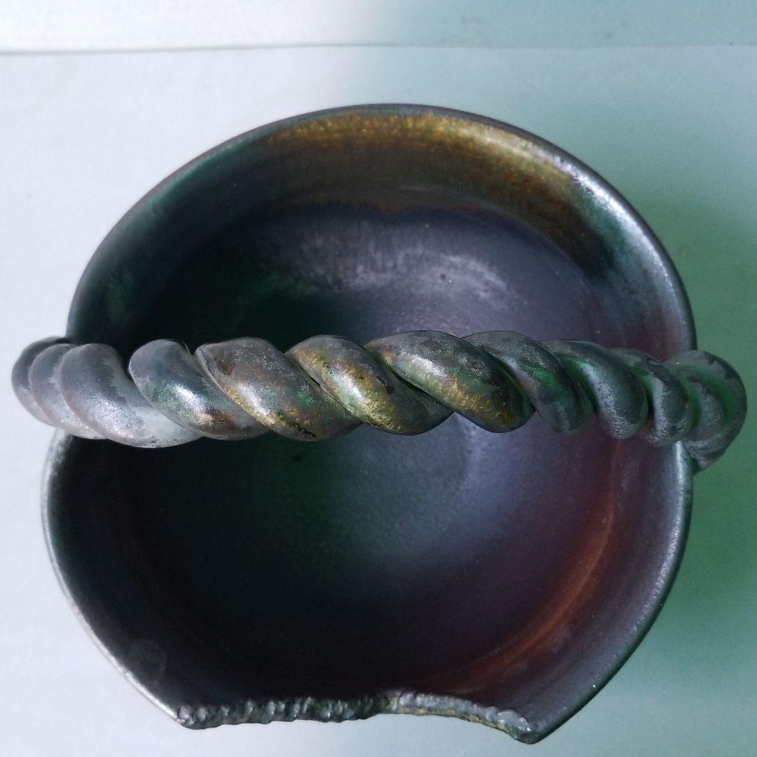 信楽焼 花入れ 手桶松皮 高さ３０cm