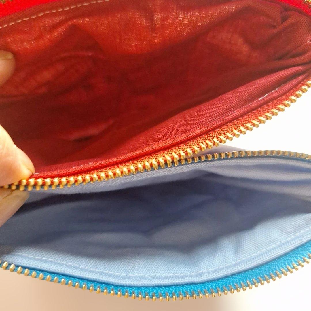 激レアポメラニアンパネル生地　ハンドメイド　フラットポーチ