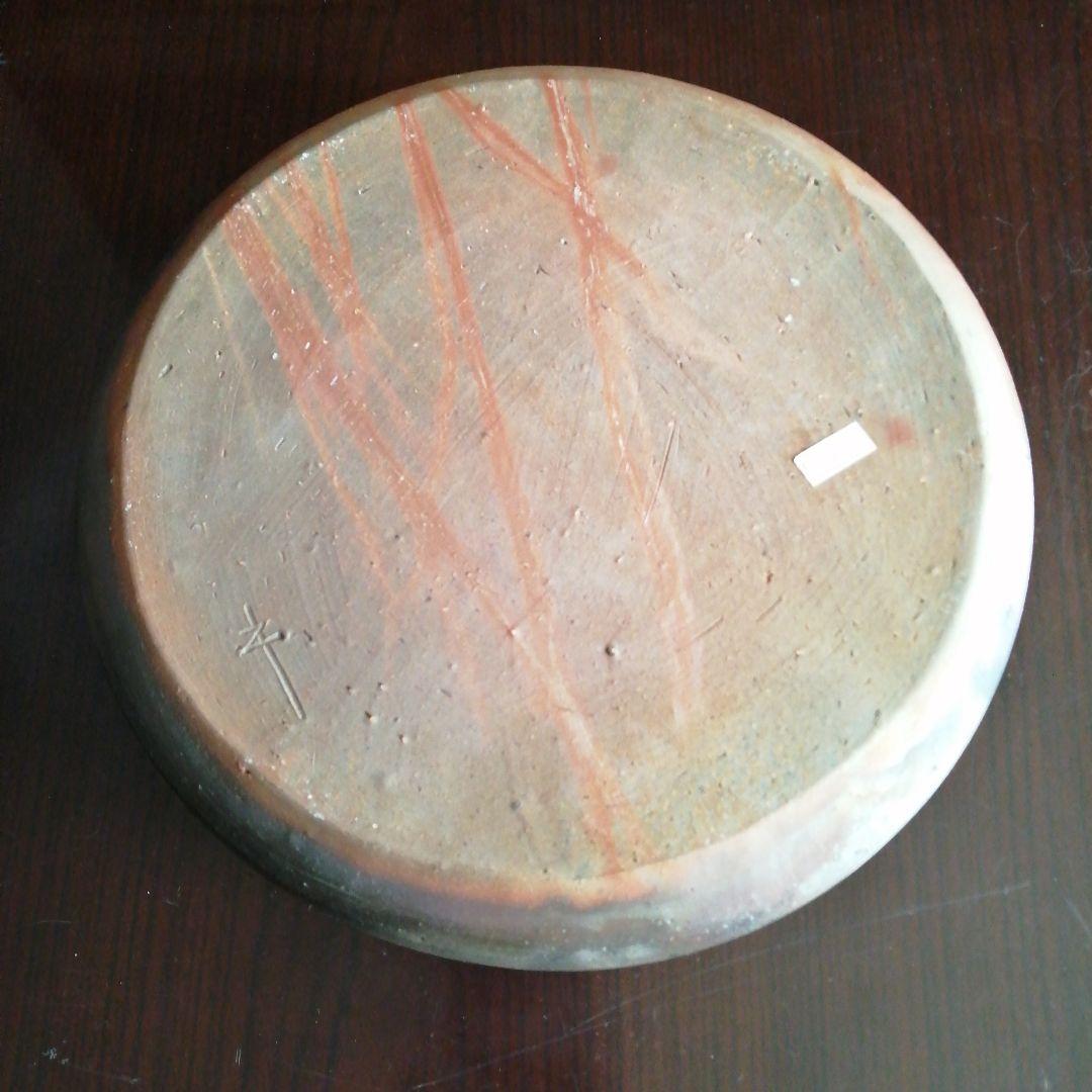 備前焼　中村真一郎　牡丹餅画大鉢　32cm
