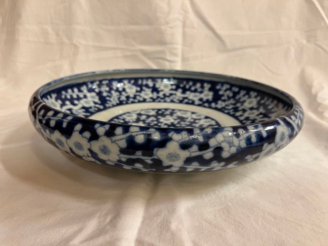 伊万里 ベロ藍 梅繋ぎ 大皿 盛皿38cm