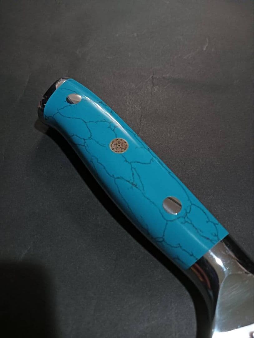 に*太様 本鍛造33層ダマスカスV金10号切付包丁210mm ブルーターコイズ柄
