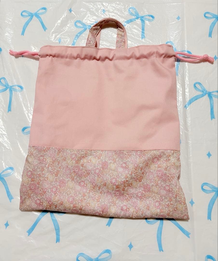 リバティ　キラキラミシェル　レッスンバッグ　上履き入れ　体操服服ハンドメイド