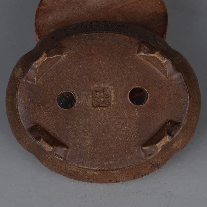 中国宜興 紫砂雕山青水秀山水纹 鉢盆栽鉢 植木鉢 小品盆栽鉢 大品盆栽鉢