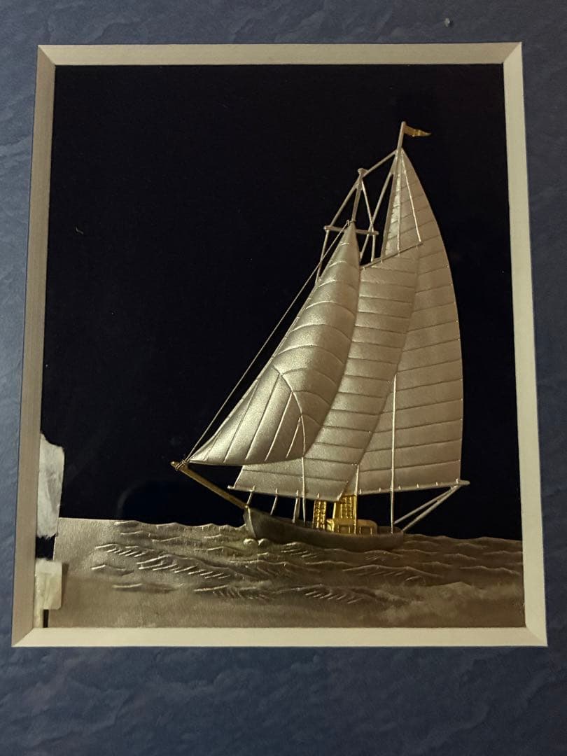 純銀 SILVER999ヨットTAKEHIKO 額装 インテリア シルバーアート