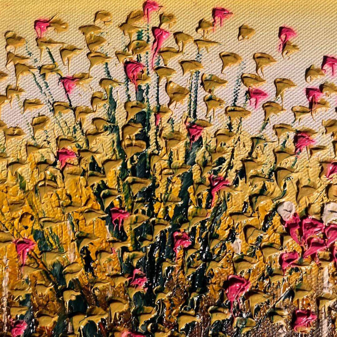 手書き油絵 秋の川流れ 額付き  絵画 インテリア