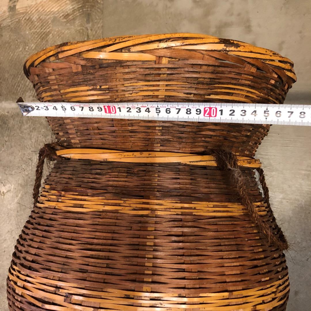 【アンティーク】竹製　ひょうたん形バスケット　古かご　カゴ　バスケット　収納
