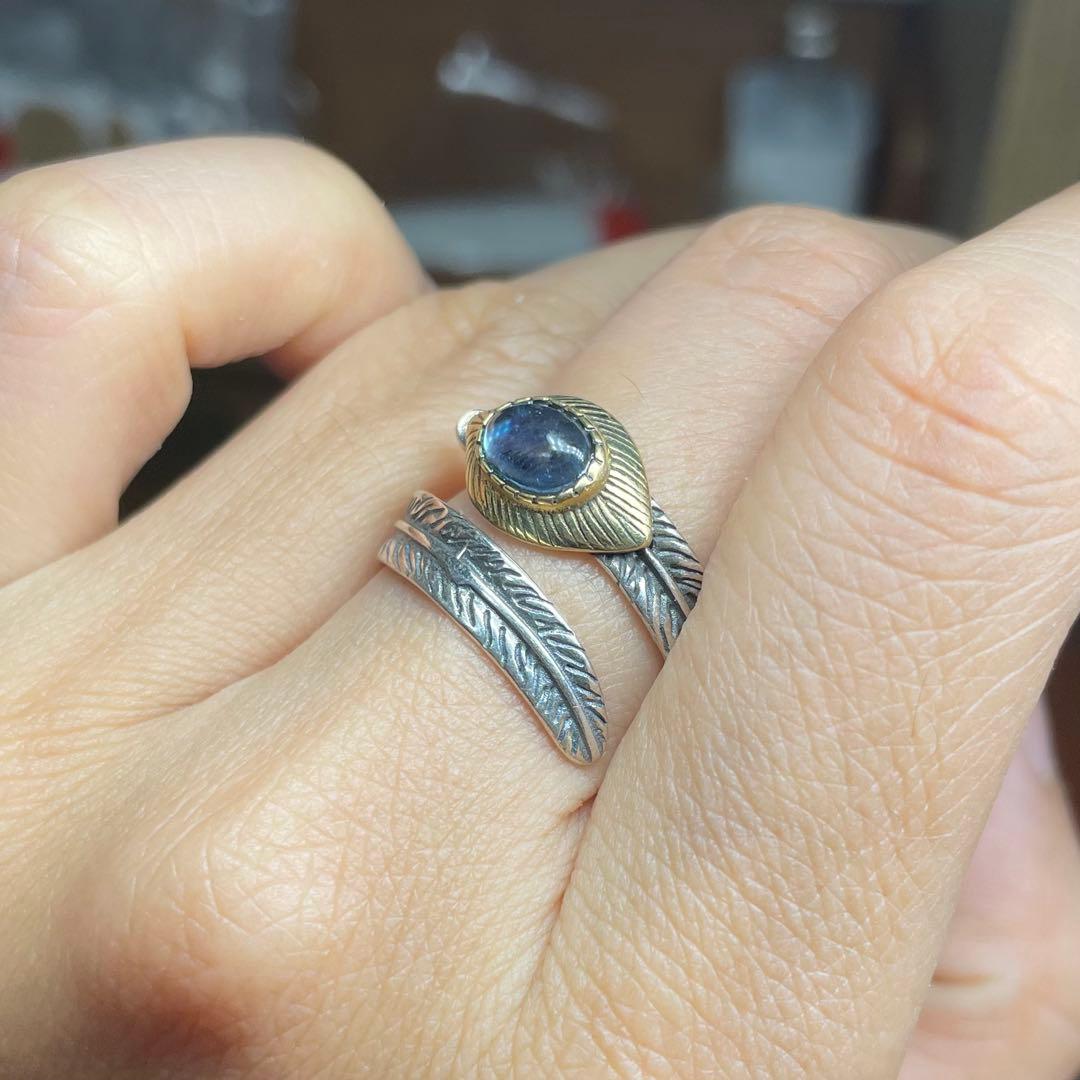 天然石リング　アクアマリン　濃空色　高透明　SV925刻印　男女兼用