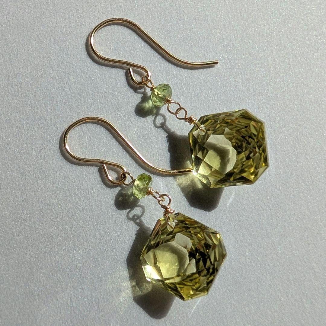 レモンクオーツ コンケーブカット ピアス