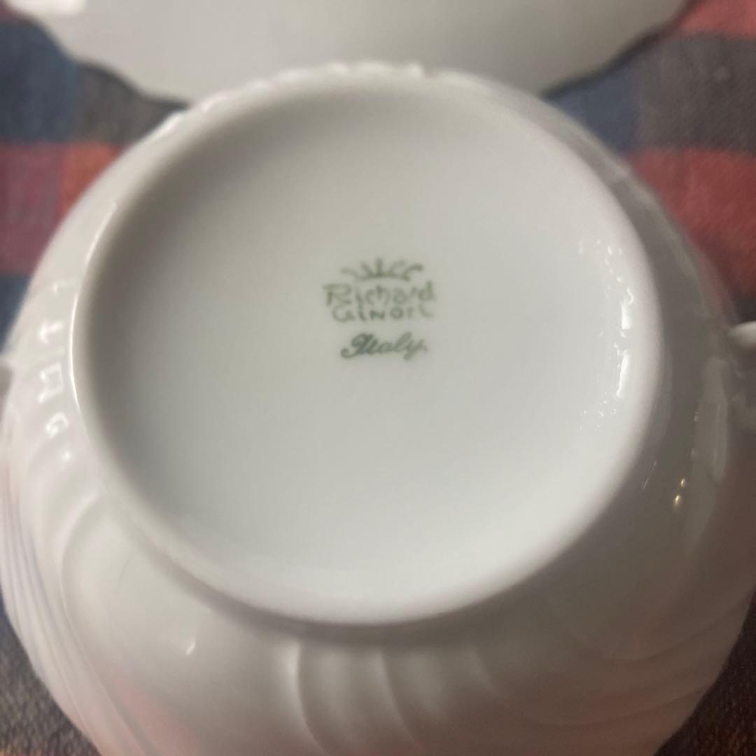 Richard Ginori ベッキオホワイトスープカップ ＆ソーサー2客セット