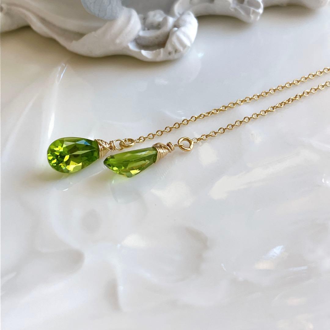 ルースクォリティ✧ペリドットアメリカンピアス✧ファセットカット✧14kgf