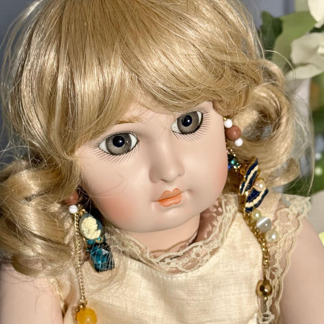 ユミカ ビスクドール ジュモー ブルー ベルベット ドレス ボネ バッグ