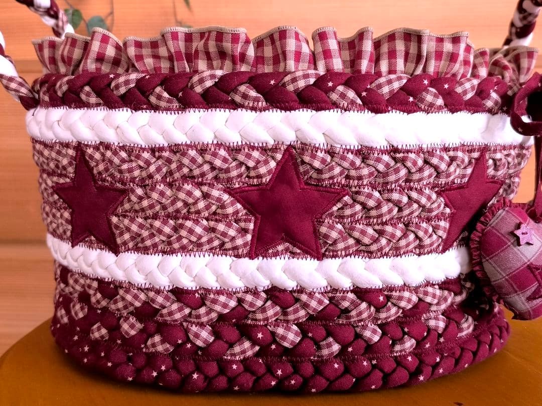 ⭐️アメリカンカントリー雑貨❤️スター★★★いっぱいラウンド編み込みバスケット