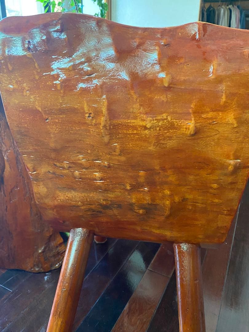 栃の木　とちの木　一枚板テーブル　注文製作　イス5脚　座敷用脚短い有　一枚板