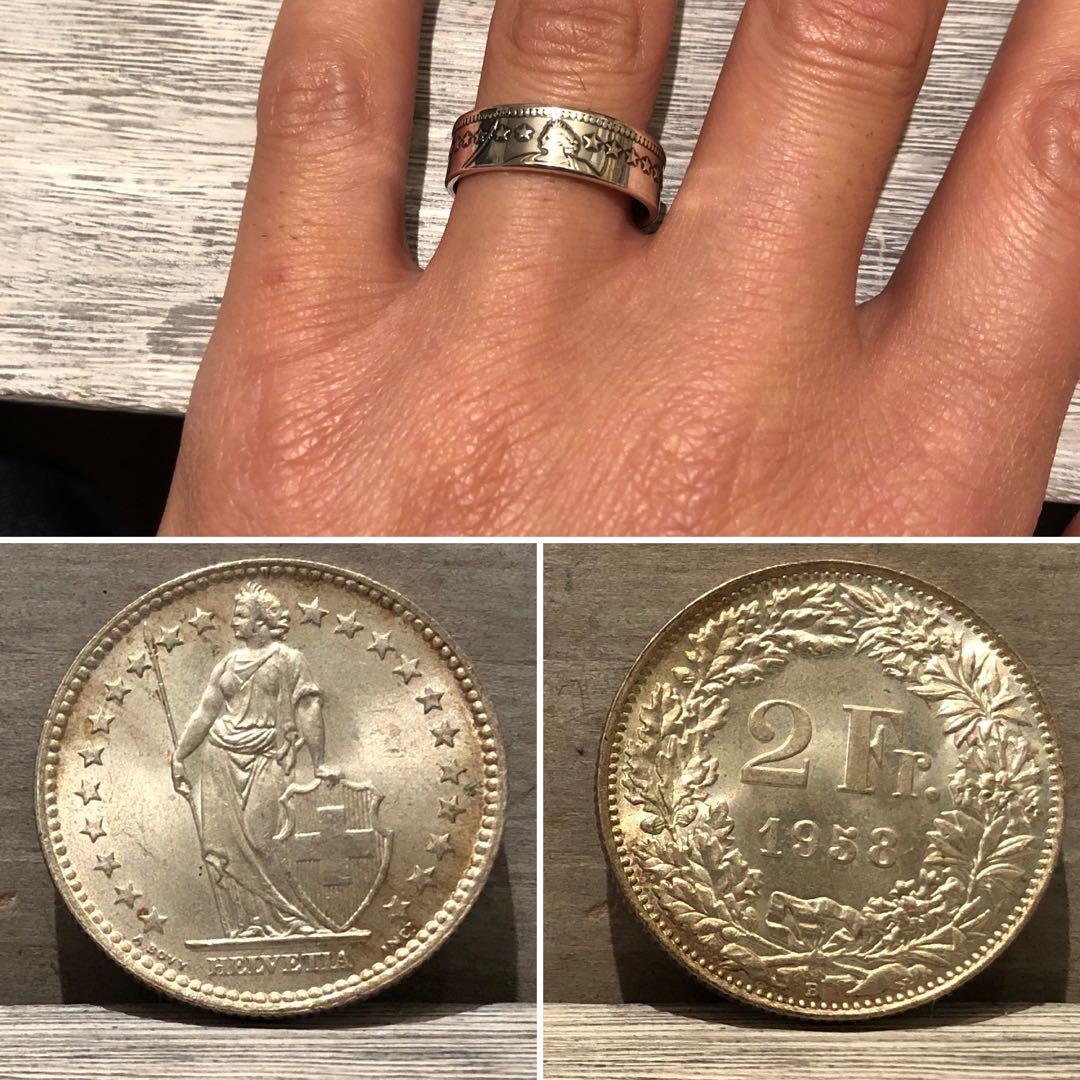 スイス　2フラン銀貨　リング
