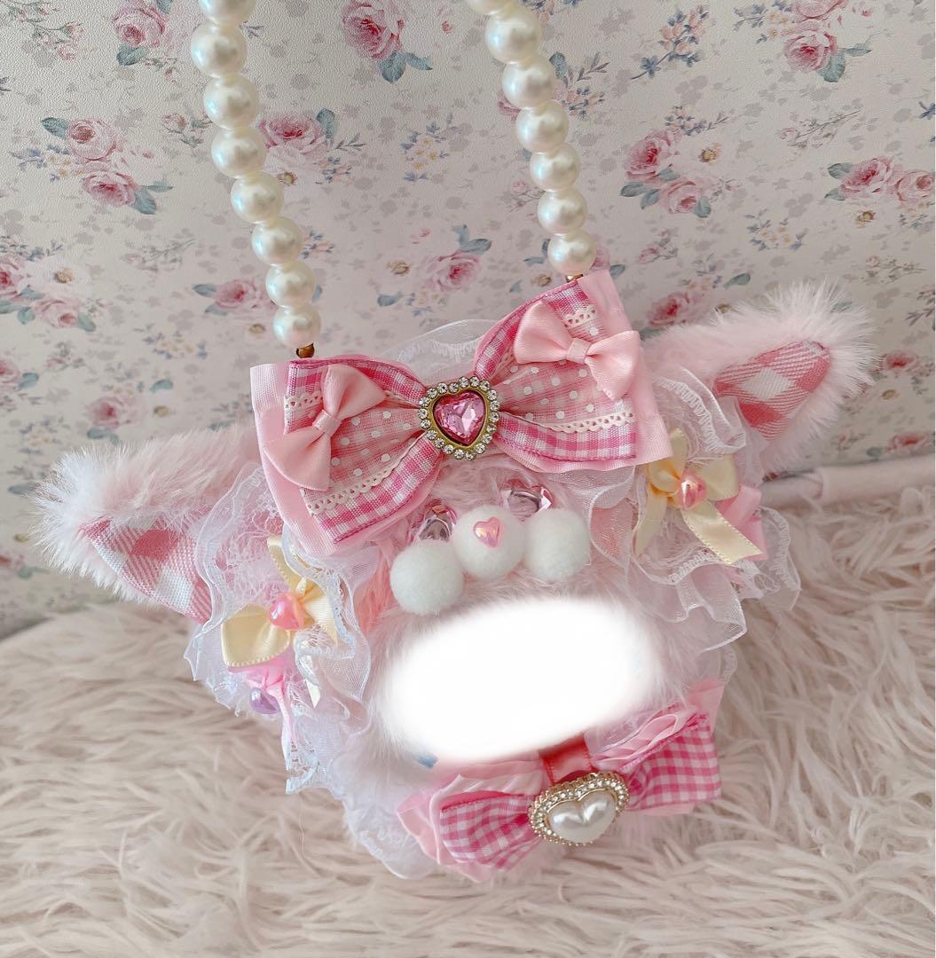 １２cmぬい服ちびぐるみ♡韓国ゆめかわ姫系♡ねこの着ぐるみ♡淡ピンク