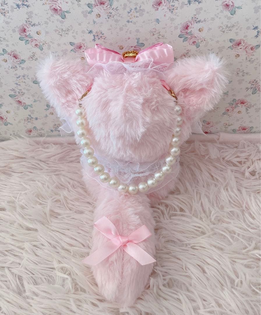 １２cmぬい服ちびぐるみ♡韓国ゆめかわ姫系♡ねこの着ぐるみ♡淡ピンク