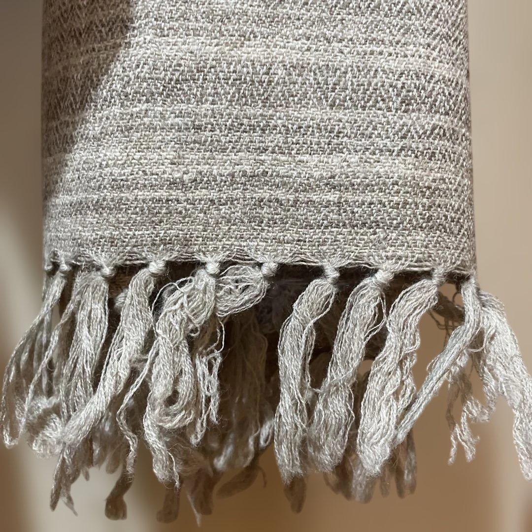 ヤクウール大判ストール　無染色　天然繊維　手織りショール