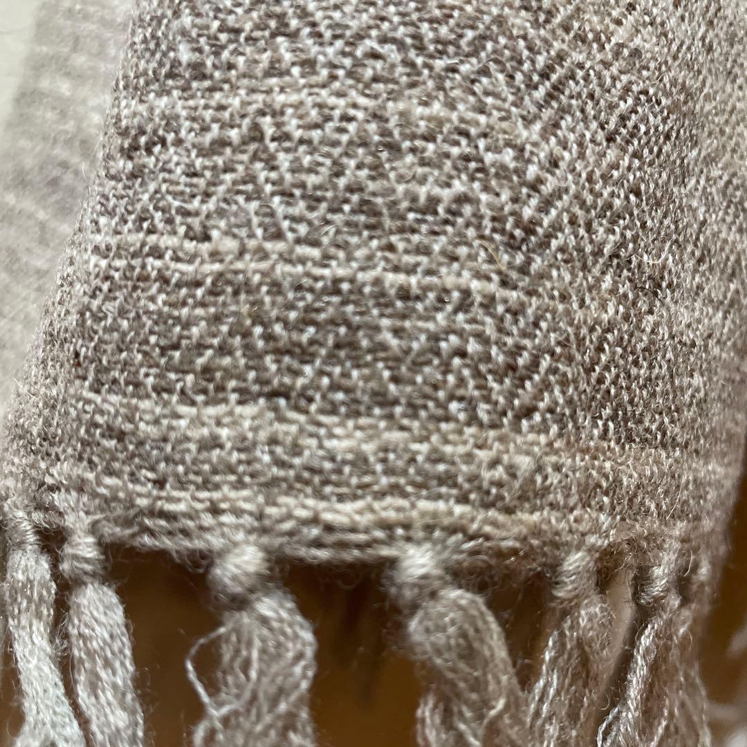 ヤクウール大判ストール　無染色　天然繊維　手織りショール