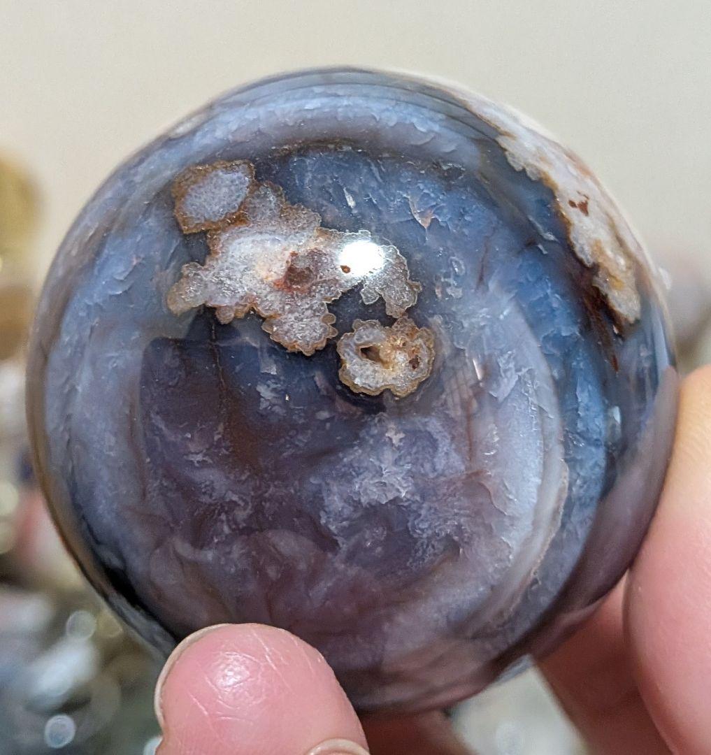 ブルー桜瑪瑙☆ブルーアゲート☆スフィア☆高品質☆希少☆レア☆