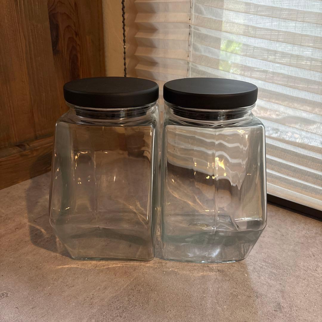 ガラス 六角瓶 大 2個セット 保存容器 保存瓶 食品の収納にも ②