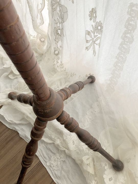 アンティーク　ウッド　真鍮　ポールハンガー　コート掛け　古木　ウーデン