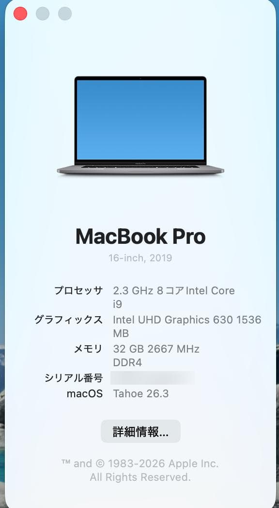 [1386]Apple MacBook Pro 2019 16インチ