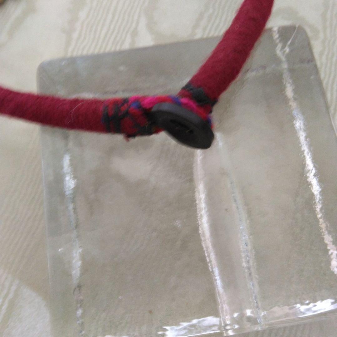 AC-109　ウズベク　古物骨董　ネックレス　赤＆水色ビーズ