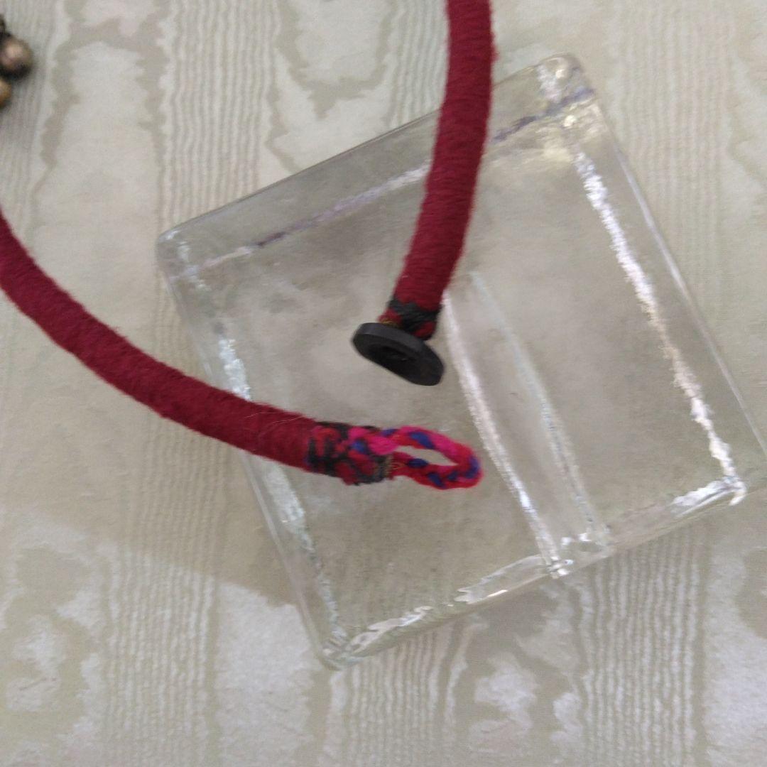 AC-109　ウズベク　古物骨董　ネックレス　赤＆水色ビーズ