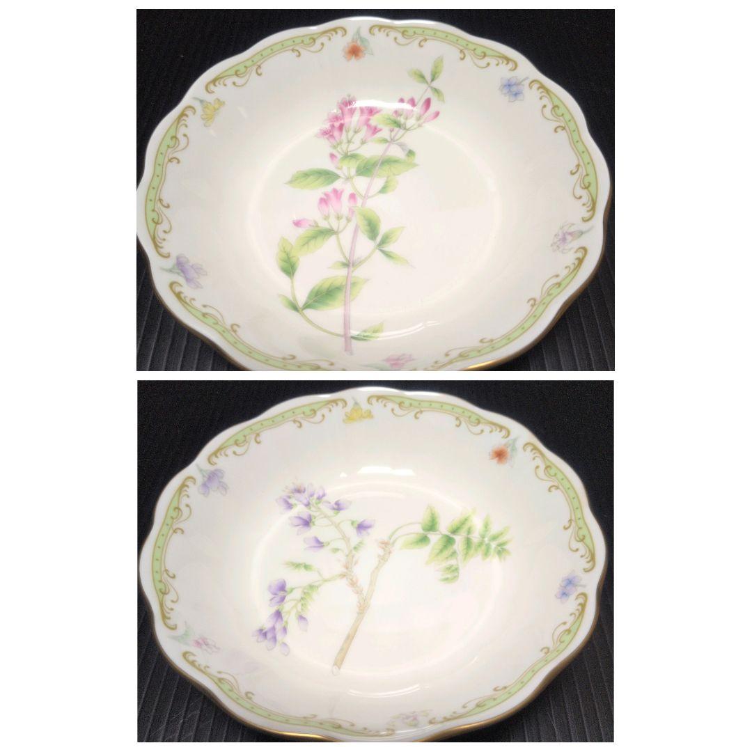 ナルミ シーボルト 絵付け皿 植物画 金彩