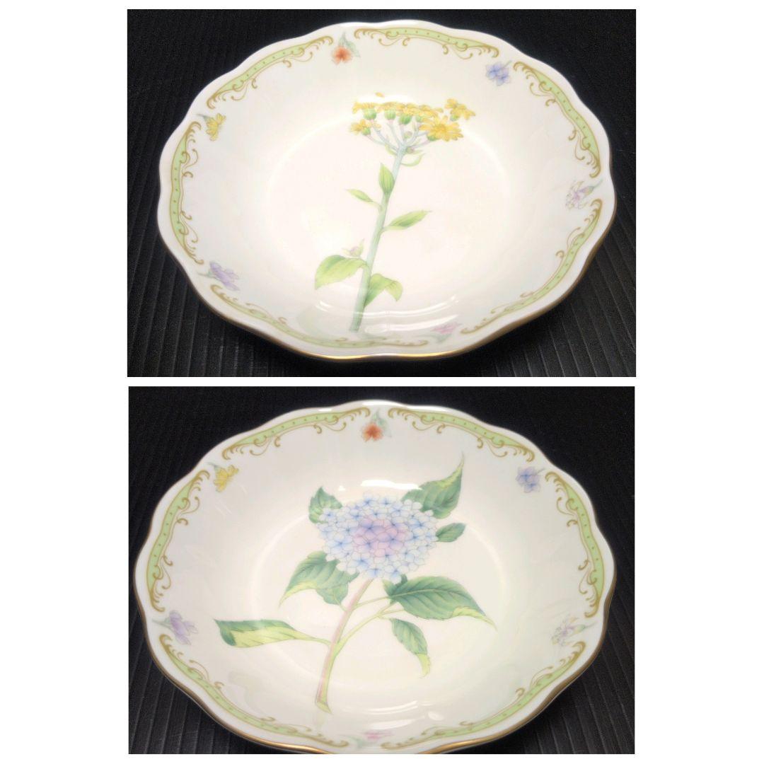 ナルミ シーボルト 絵付け皿 植物画 金彩