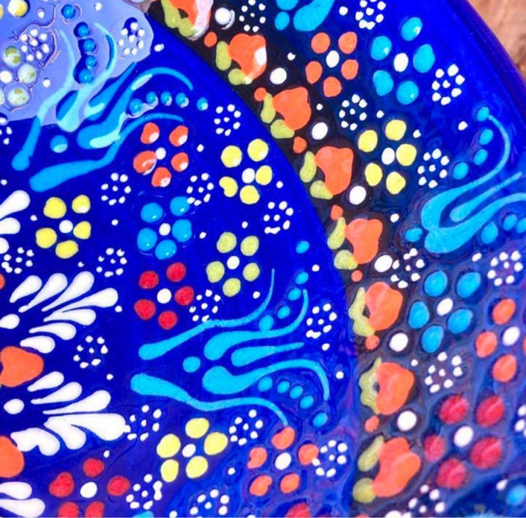 直径22cm☆新品☆【トルコ】ボウル皿 ＊ブルー＊ キュタフヤ陶器 ハンドメイド