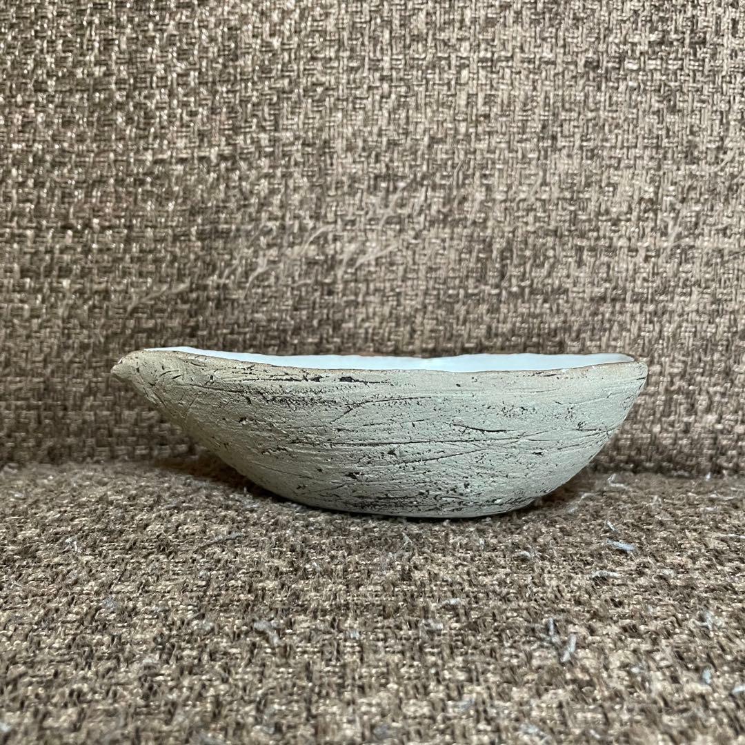 作家 陶工房SORA 土田空 リム皿 舟形鉢 小鉢 白釉 焼きしめ 新品未使用