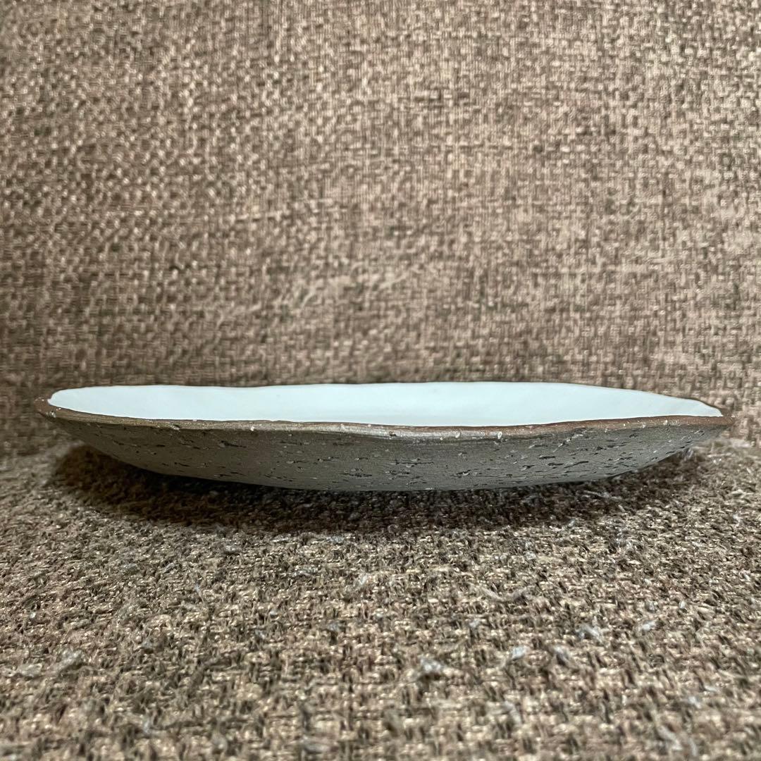 作家 陶工房SORA 土田空 リム皿 舟形鉢 小鉢 白釉 焼きしめ 新品未使用