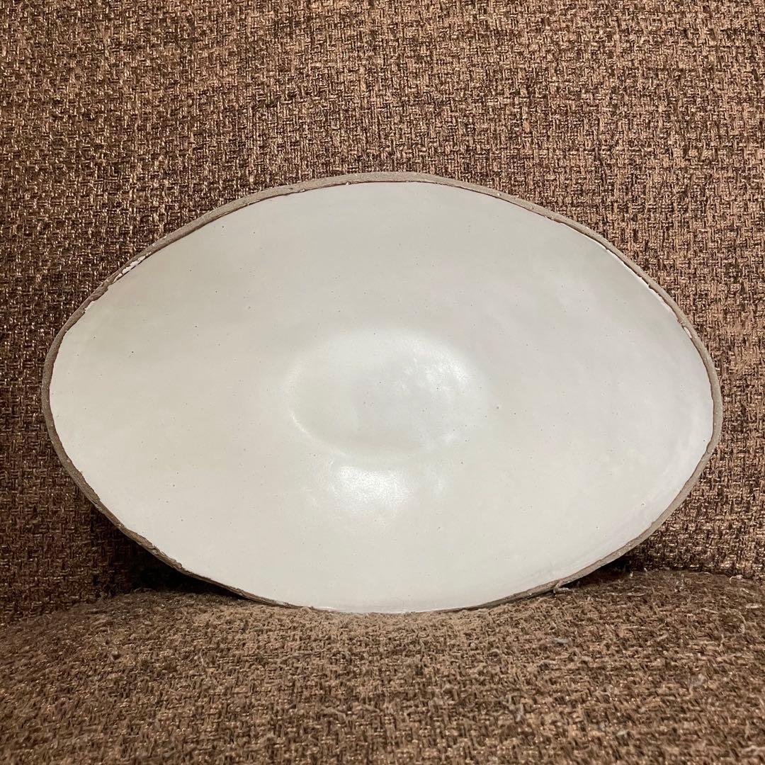 作家 陶工房SORA 土田空 リム皿 舟形鉢 小鉢 白釉 焼きしめ 新品未使用