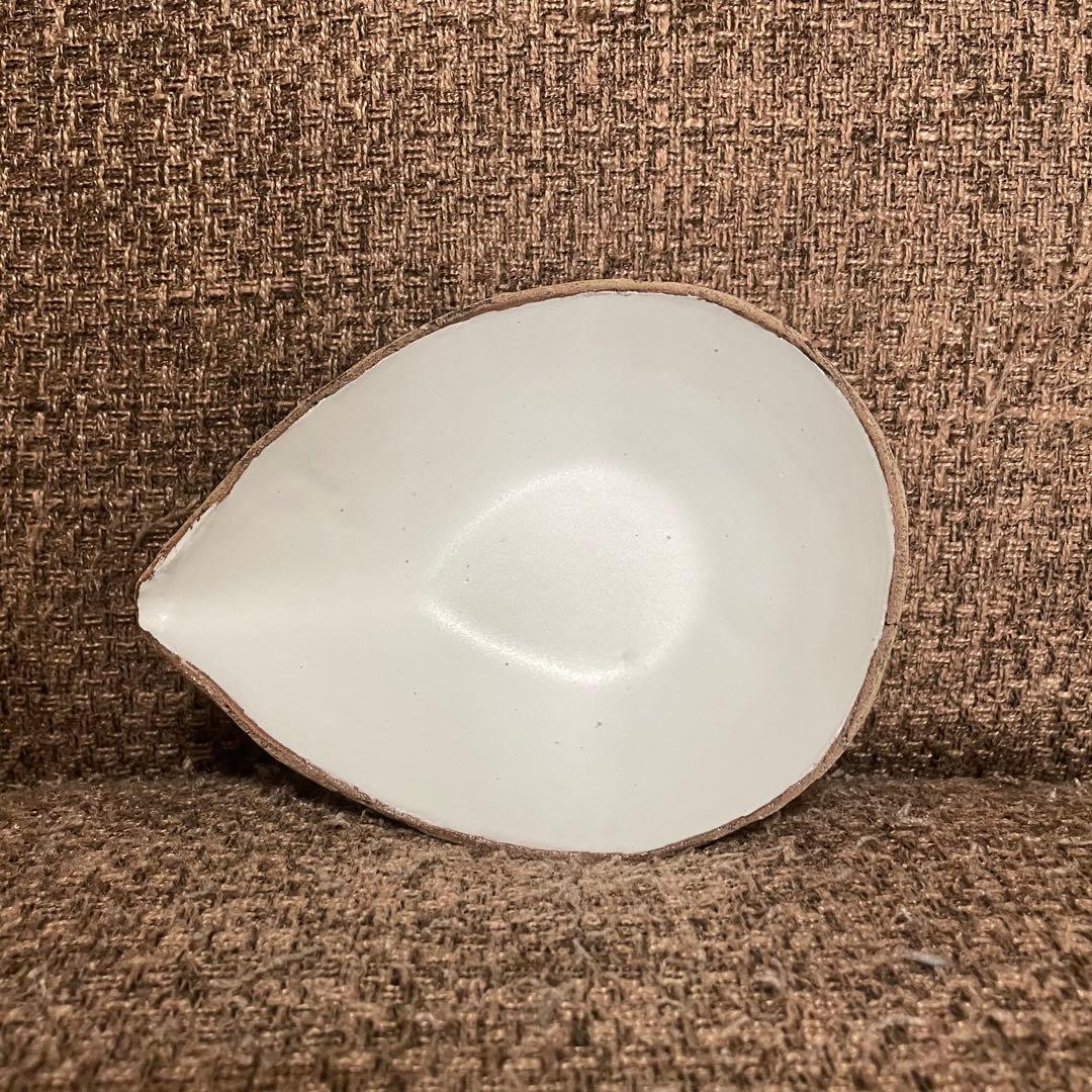 作家 陶工房SORA 土田空 リム皿 舟形鉢 小鉢 白釉 焼きしめ 新品未使用