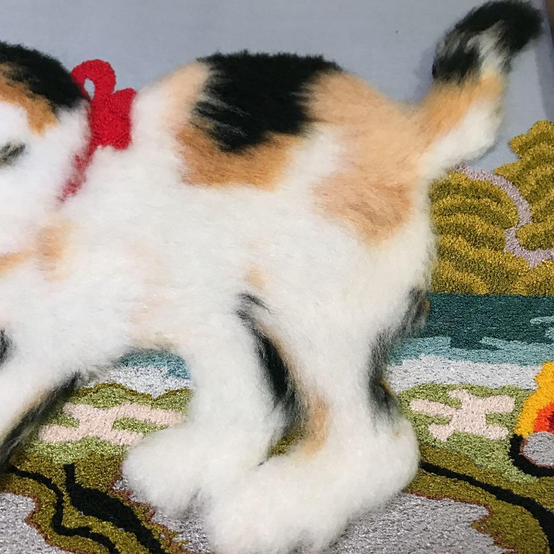 猫の額縁　ネコとカニ　額縁　半切　53×43  美術品　刺繍　毛糸