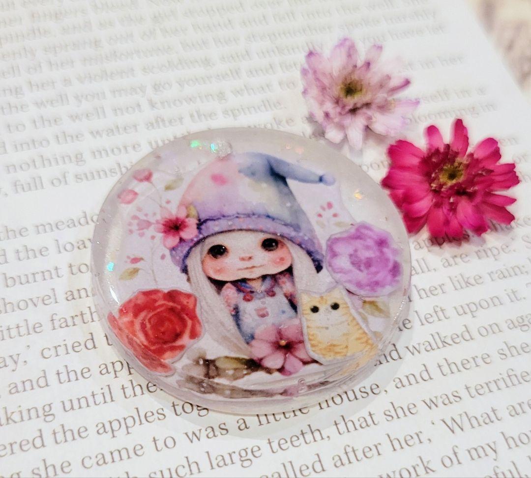 NO.16❤少女と猫❤ハンドメイド❤レジンヘアゴム❤