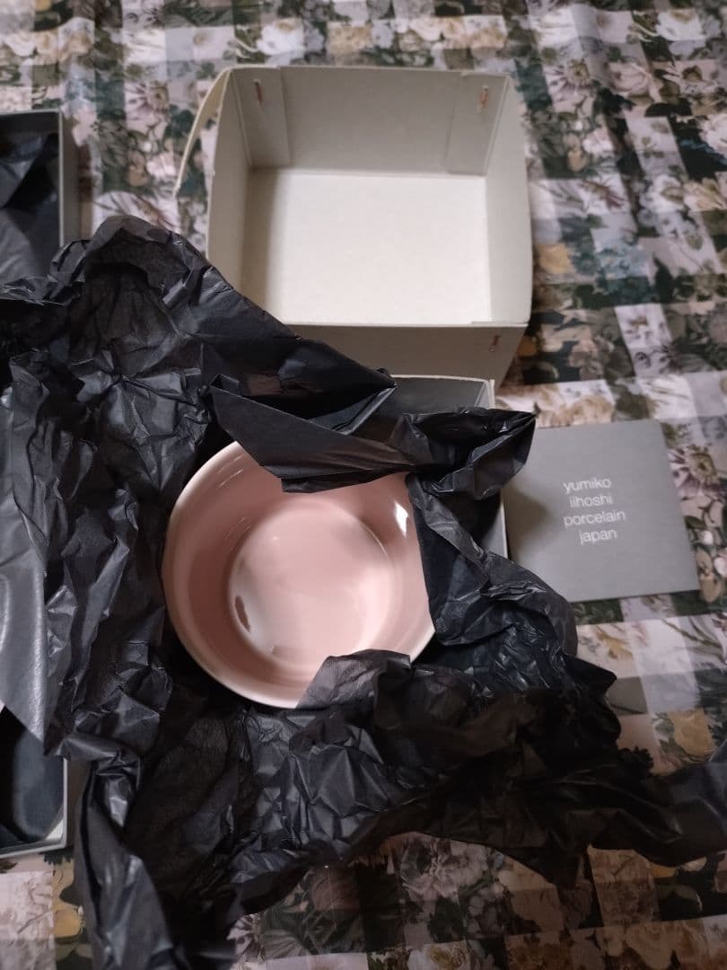 イイホシユミコ check&stripe ミスティピンク　プレート　カップ